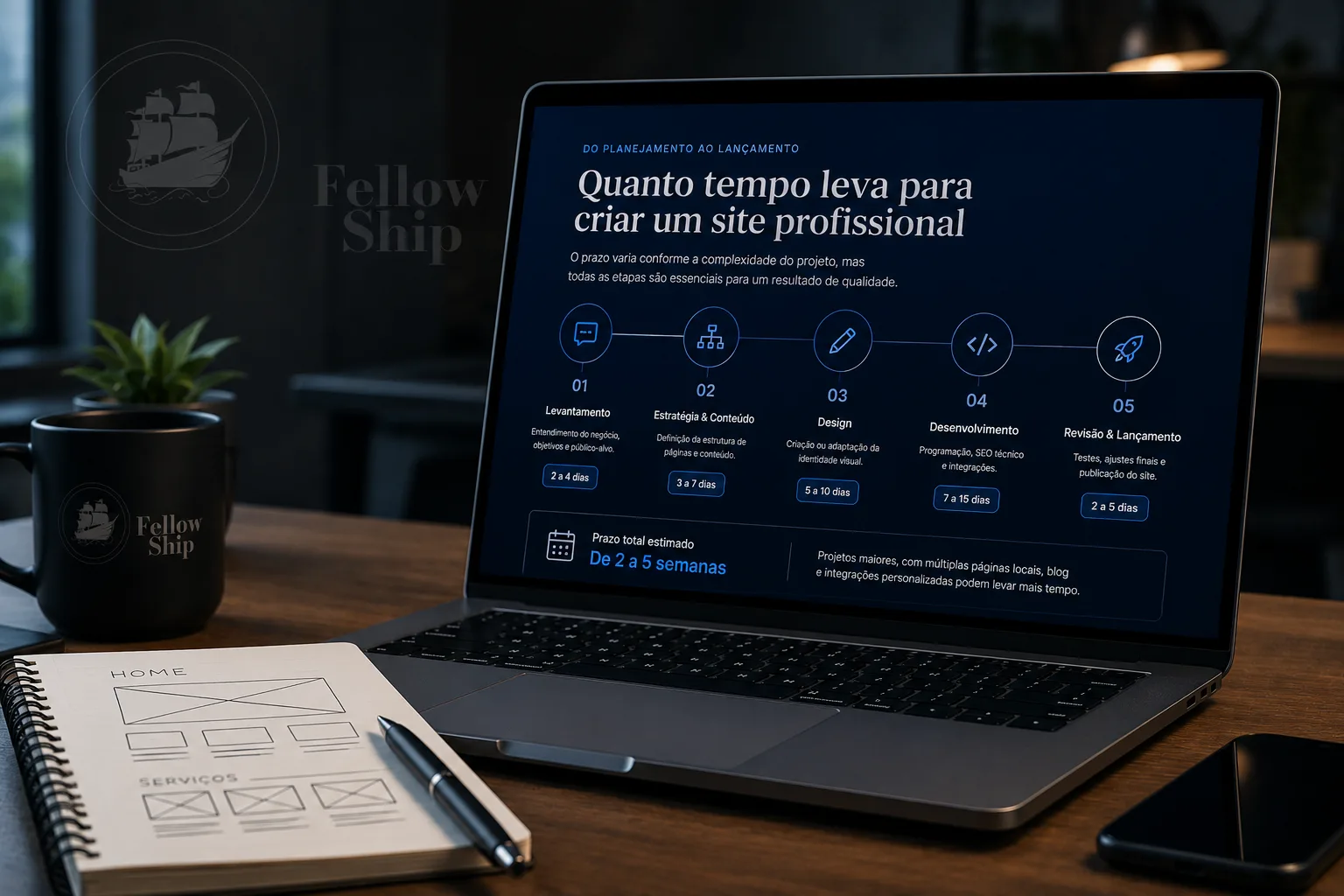 Quanto tempo leva para criar um site profissional
